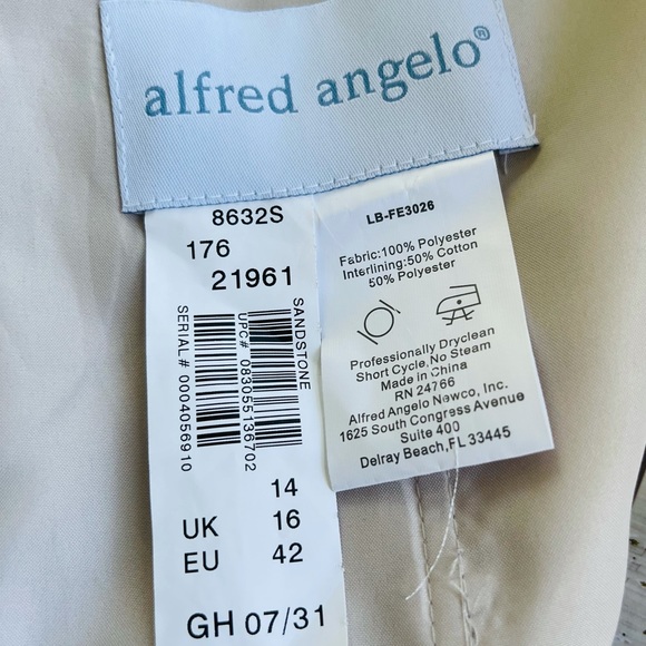 Alfred Angelo Sandstone Soft Layers Organza Women’s Dress - Picture 10 of 13